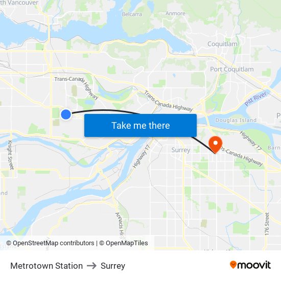 Metrotown Station to Surrey map