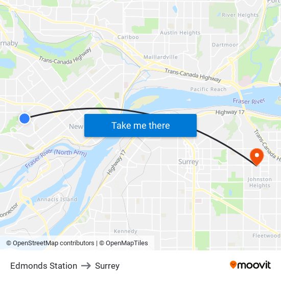 Edmonds Station to Surrey map