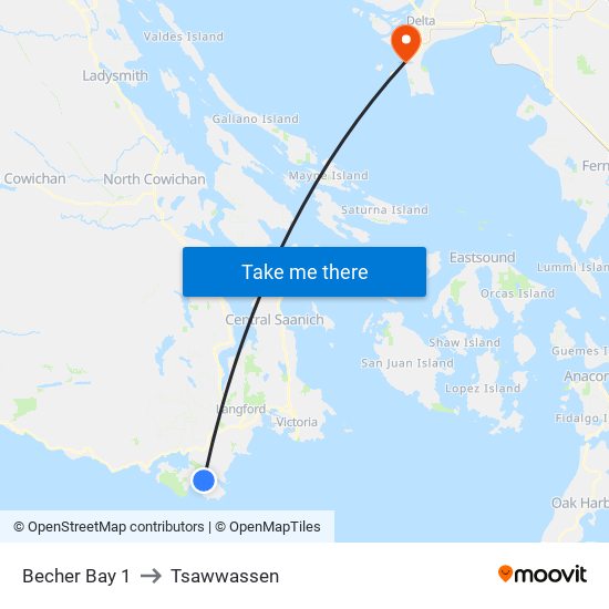 Becher Bay 1 to Tsawwassen map