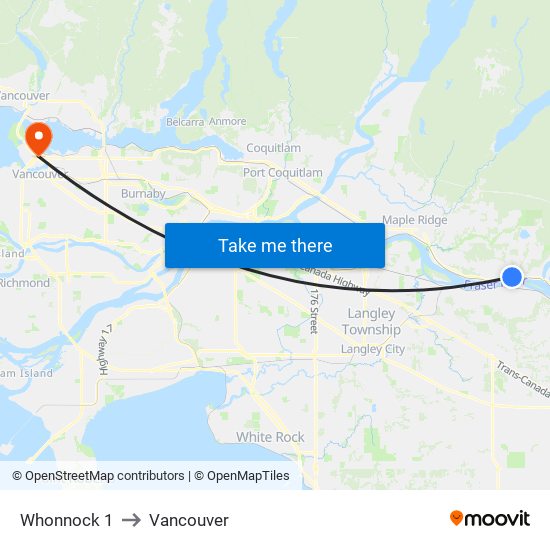 Whonnock 1 to Whonnock 1 map