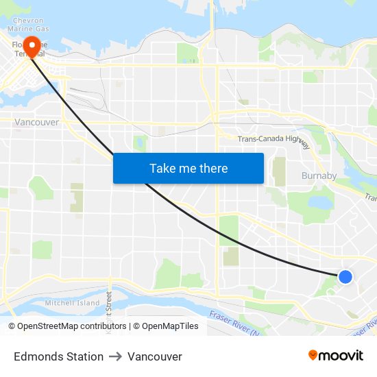 Edmonds Station to Vancouver map