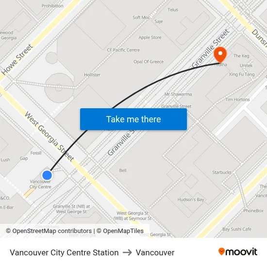 Vancouver City Centre Station to Vancouver map
