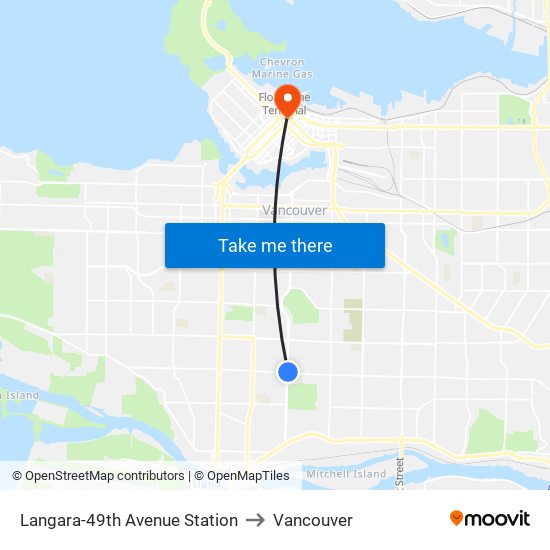 Langara-49th Avenue Station to Vancouver map