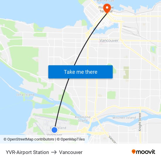 YVR-Airport Station to Vancouver map