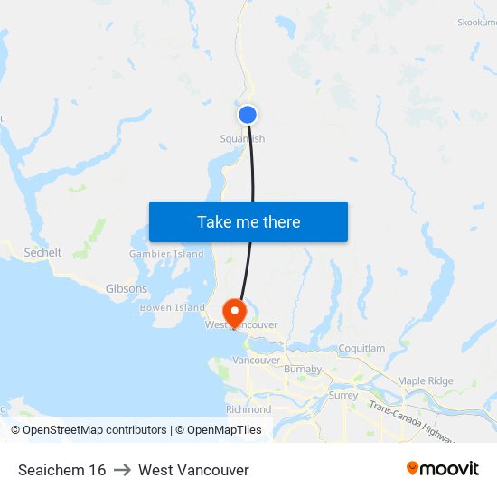 Seaichem 16 to West Vancouver map