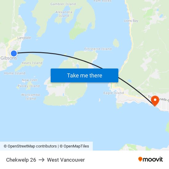 Chekwelp 26 to West Vancouver map