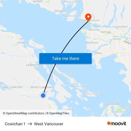 Cowichan 1 to West Vancouver map