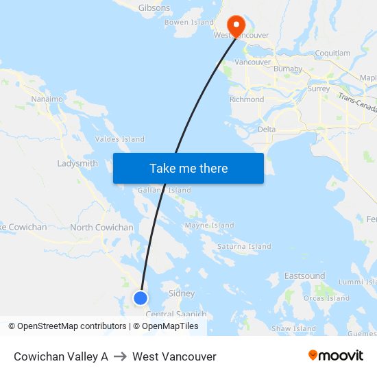 Cowichan Valley A to West Vancouver map