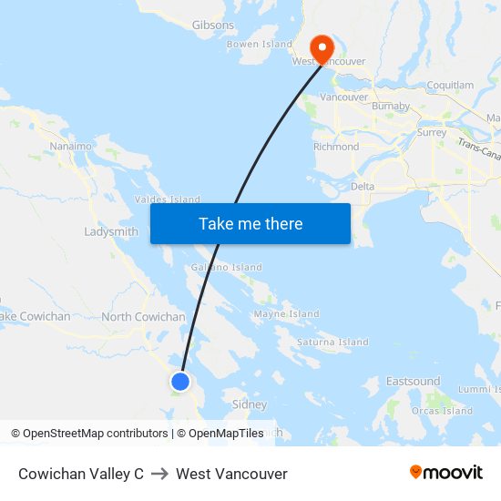 Cowichan Valley C to West Vancouver map