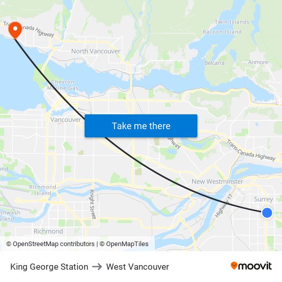 King George Station to West Vancouver map