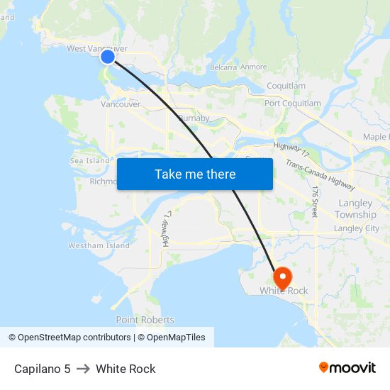 Capilano 5 to White Rock map