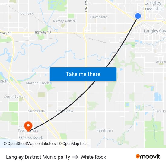 Langley District Municipality to White Rock map