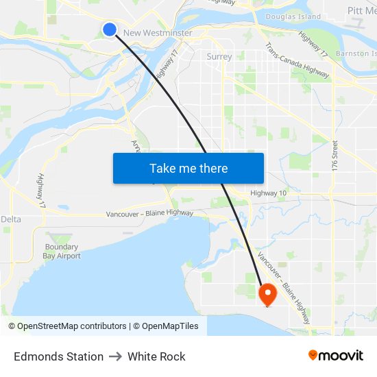 Edmonds Station to White Rock map