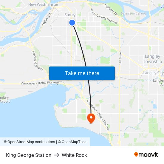 King George Station to White Rock map