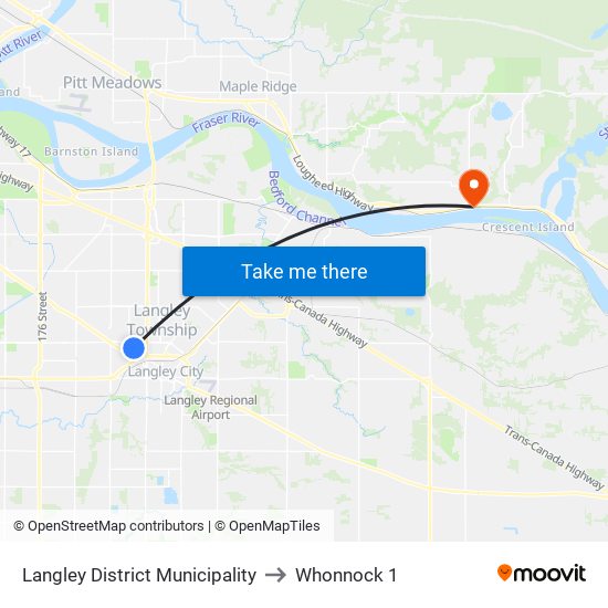 Langley District Municipality to Whonnock 1 map