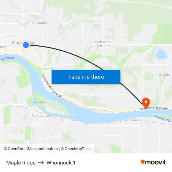 Maple Ridge to Whonnock 1 map