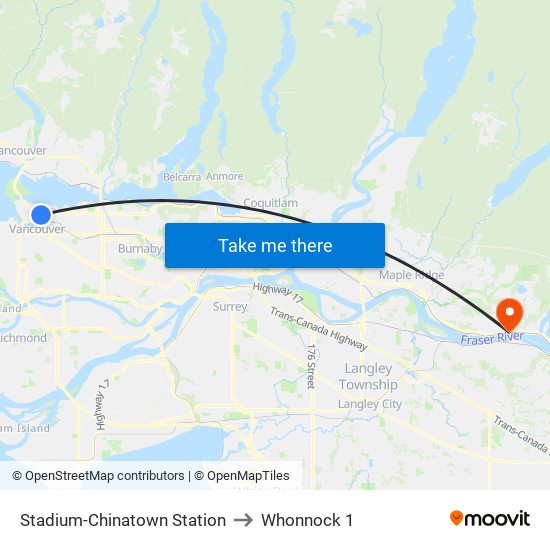 Stadium-Chinatown Station to Whonnock 1 map