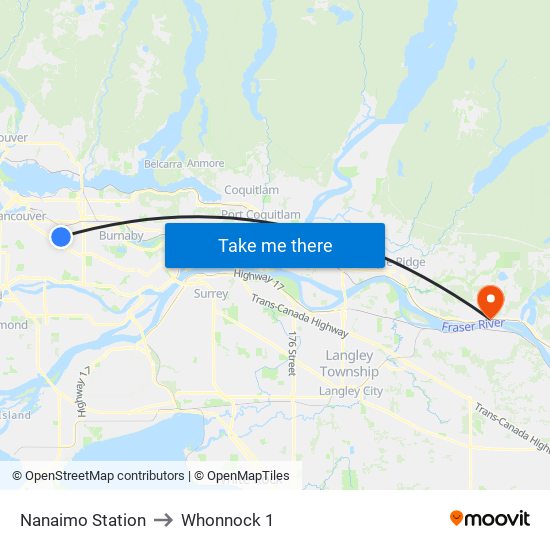 Nanaimo Station to Whonnock 1 map