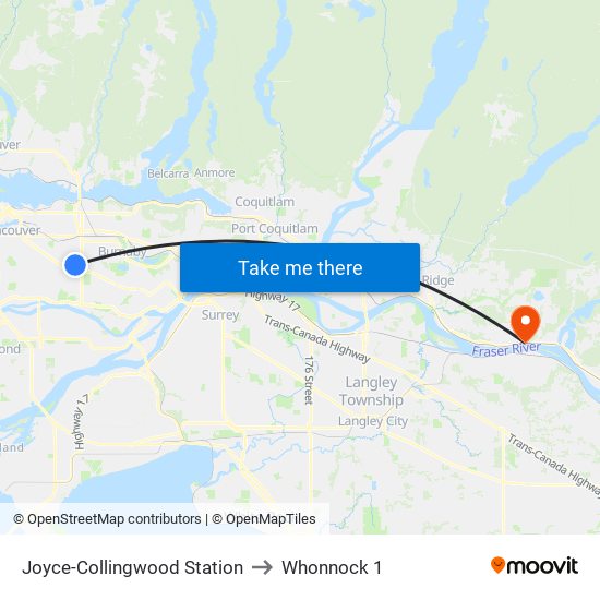 Joyce-Collingwood Station to Whonnock 1 map