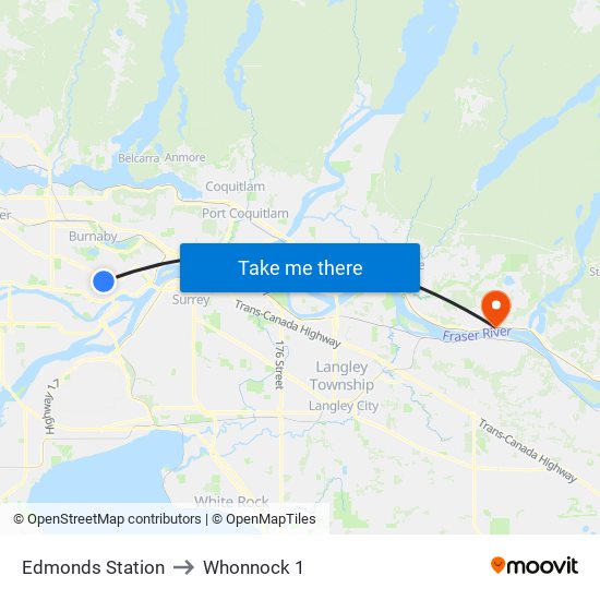 Edmonds Station to Whonnock 1 map