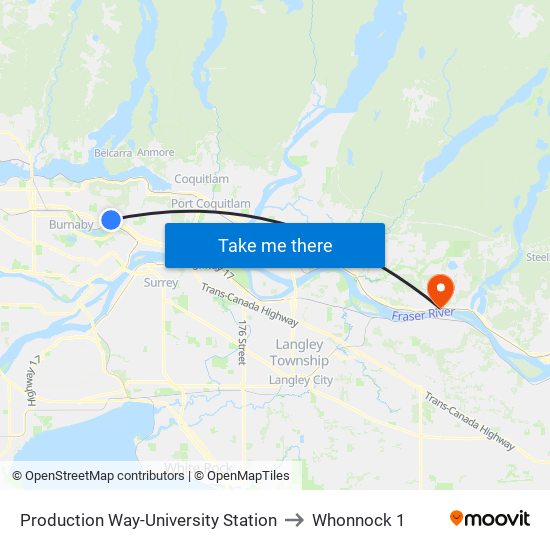Production Way-University Station to Whonnock 1 map