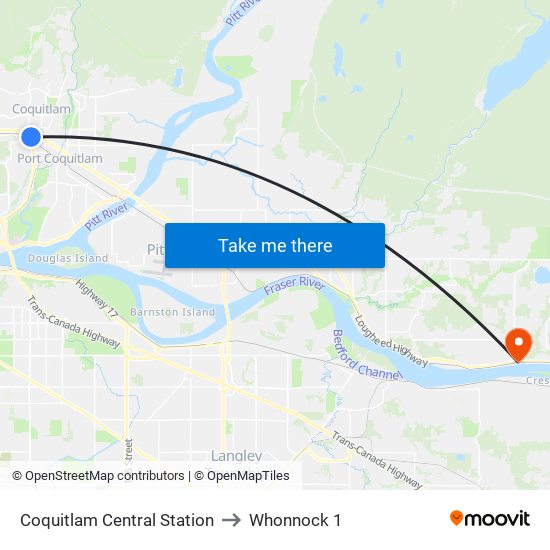 Coquitlam Central Station to Whonnock 1 map