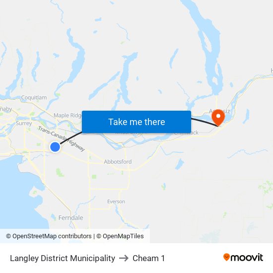 Langley District Municipality to Cheam 1 map