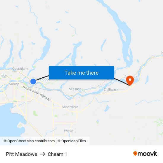 Pitt Meadows to Cheam 1 map
