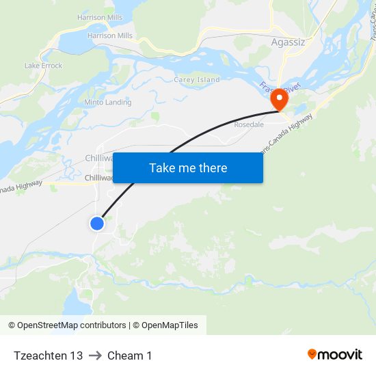 Tzeachten 13 to Cheam 1 map