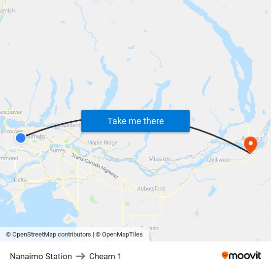 Nanaimo Station to Cheam 1 map