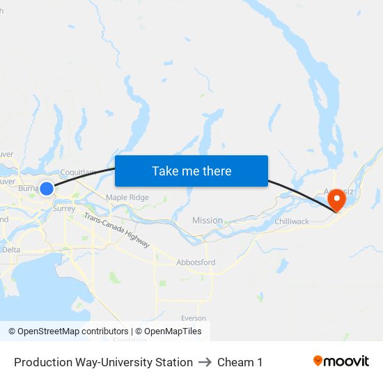 Production Way-University Station to Cheam 1 map