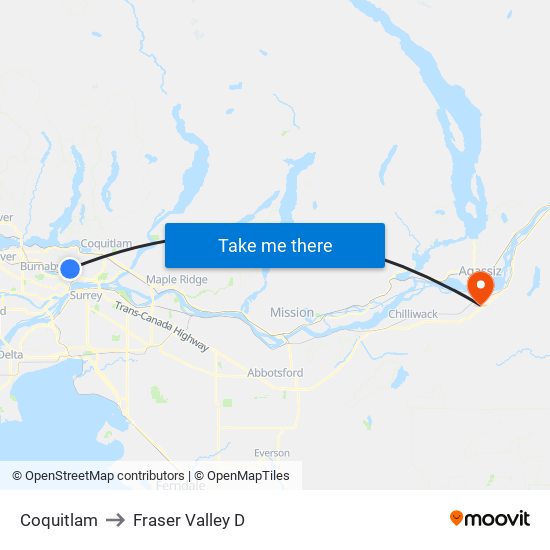 Coquitlam to Fraser Valley D map