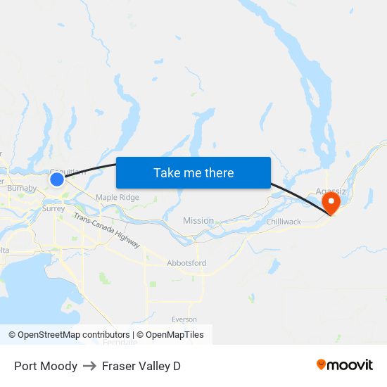 Port Moody to Fraser Valley D map