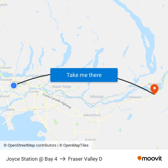 Joyce Station @ Bay 4 to Fraser Valley D map