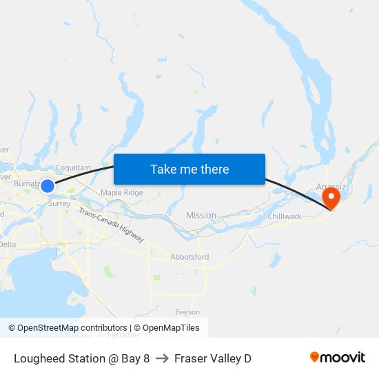 Lougheed Station @ Bay 8 to Fraser Valley D map