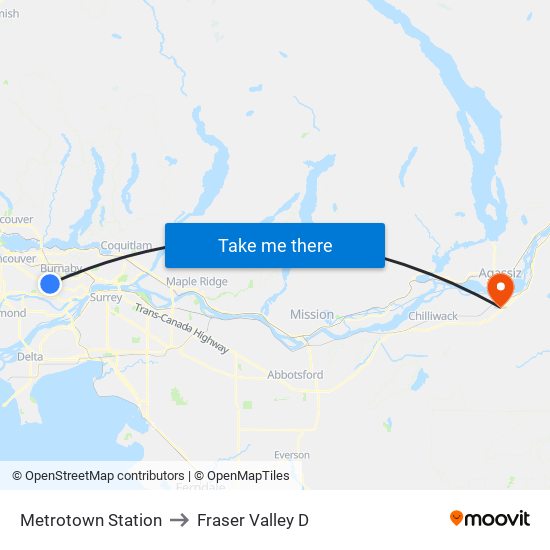 Metrotown Station to Fraser Valley D map