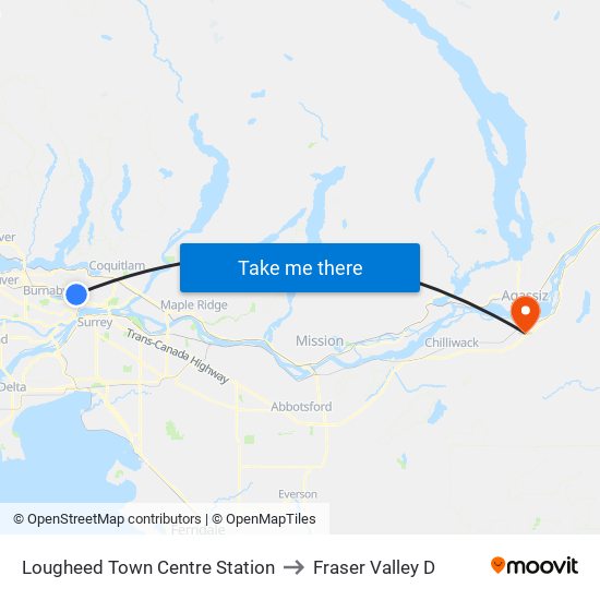 Lougheed Town Centre Station to Fraser Valley D map