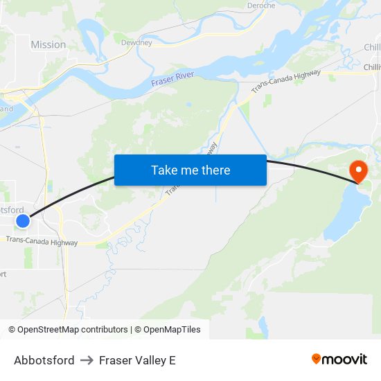 Abbotsford to Fraser Valley E map