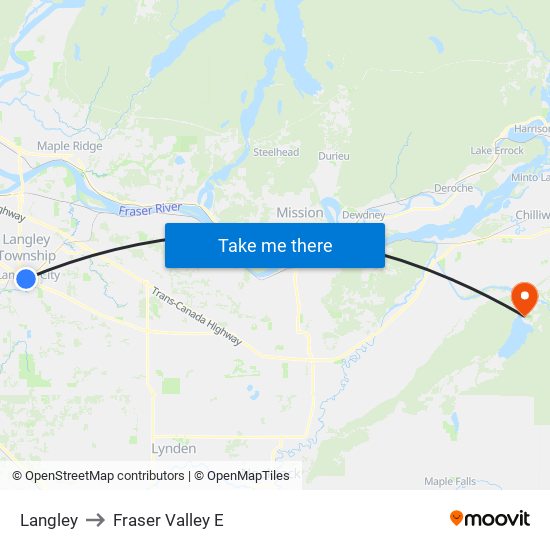 Langley to Fraser Valley E map