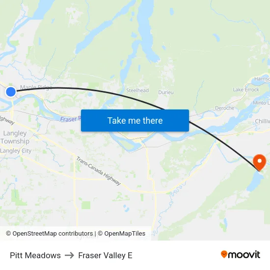 Pitt Meadows to Fraser Valley E map