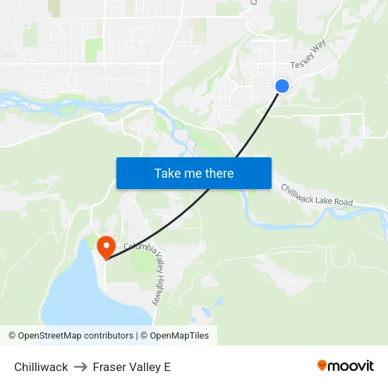 Chilliwack to Fraser Valley E map