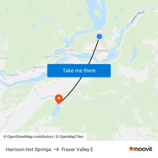 Harrison Hot Springs to Fraser Valley E map