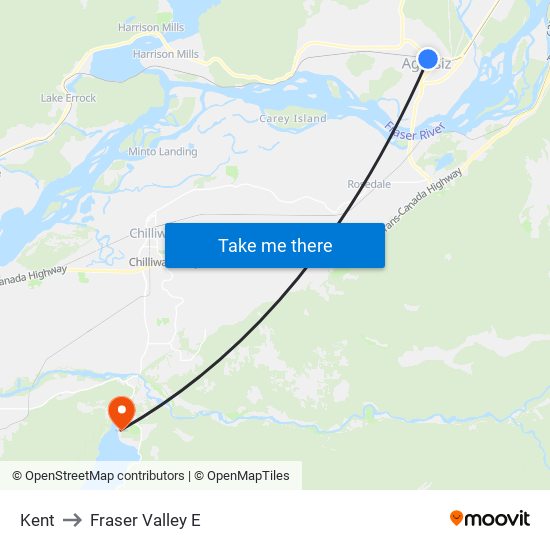 Kent to Fraser Valley E map