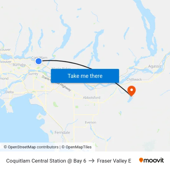 Coquitlam Central Station @ Bay 6 to Fraser Valley E map