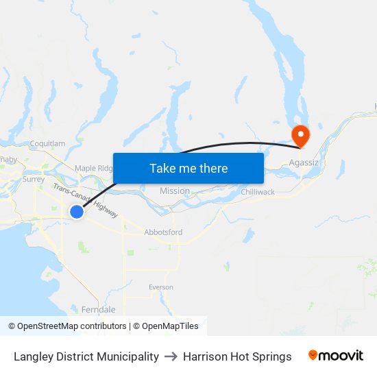 Langley District Municipality to Harrison Hot Springs map