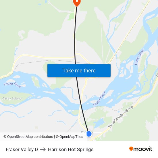 Fraser Valley D to Harrison Hot Springs map