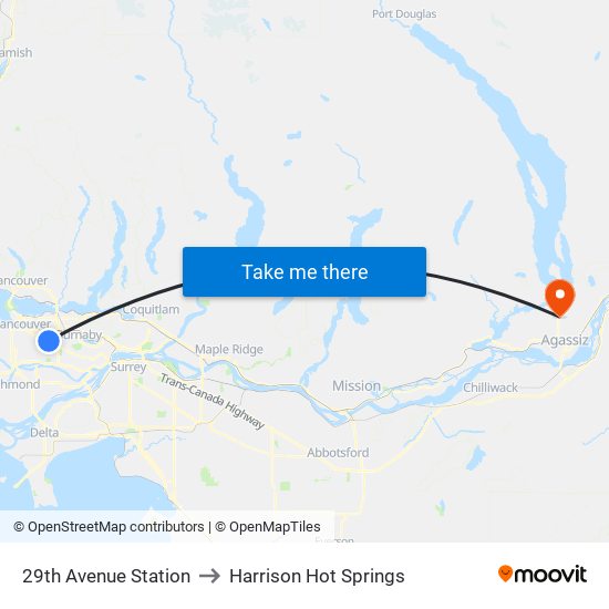 29th Avenue Station to Harrison Hot Springs map