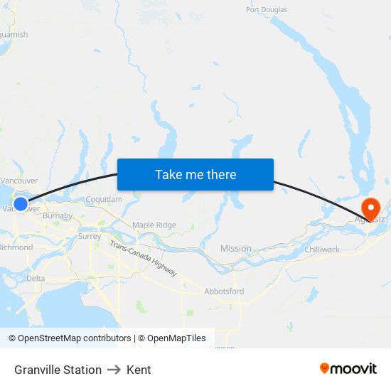 Granville Station to Kent map
