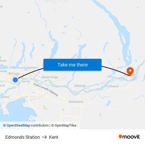 Edmonds Station to Kent map