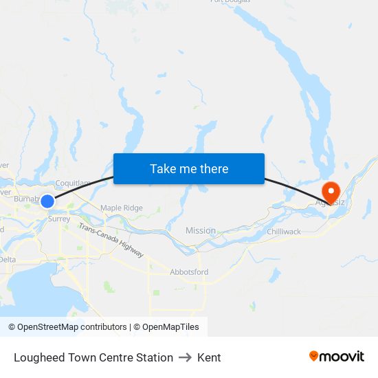 Lougheed Town Centre Station to Kent map